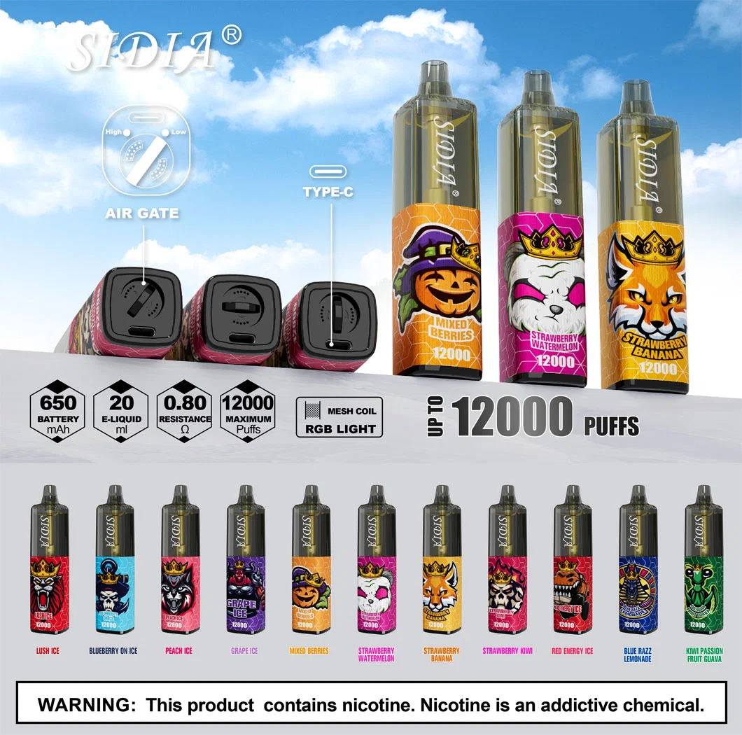 Alibaba Puff Distributors Direct Factory Supplier Disposable E Cigarette Vape Bar 12000 Puffs of Peach Ice